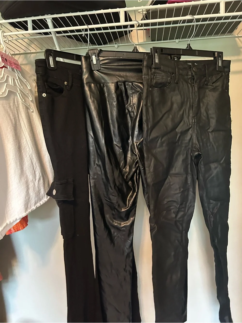 Black Faux Leather & Knit Pants Bundle